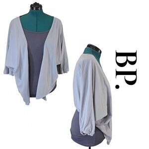 BP Cardigan Shrug Womens‎ L Gray Cotton Batwing Sleeve Cropped Bolero Open Front